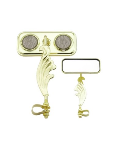 Rectangle Wing Mirror Gold Left Black Reflectors.